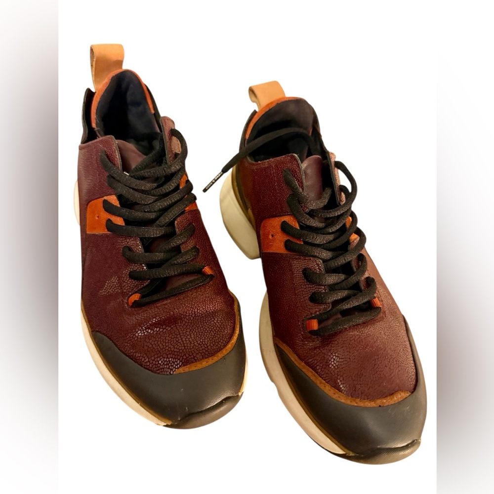 rag & bone Burgundy and Black Leather Women's Sneakers